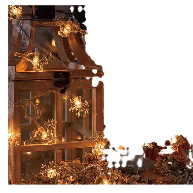 Christmas Tree and Snowflake LED Lights String Battery-Operated Acrylic Ornament Garland | Kelmera