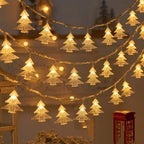 Christmas Tree and Snowflake LED Lights String Battery-Operated Acrylic Ornament Garland | Kelmera