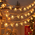 Christmas Tree and Snowflake LED Lights String Battery-Operated Acrylic Ornament Garland | Kelmera