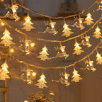 Christmas Tree and Snowflake LED Lights String Battery-Operated Acrylic Ornament Garland | Kelmera
