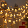 Christmas Tree and Snowflake LED Lights String Battery-Operated Acrylic Ornament Garland | Kelmera