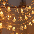 Christmas Tree and Snowflake LED Lights String Battery-Operated Acrylic Ornament Garland | Kelmera