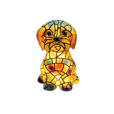 Colored Glass Mosaic Puppy Nightstand Lamp | Kelmera
