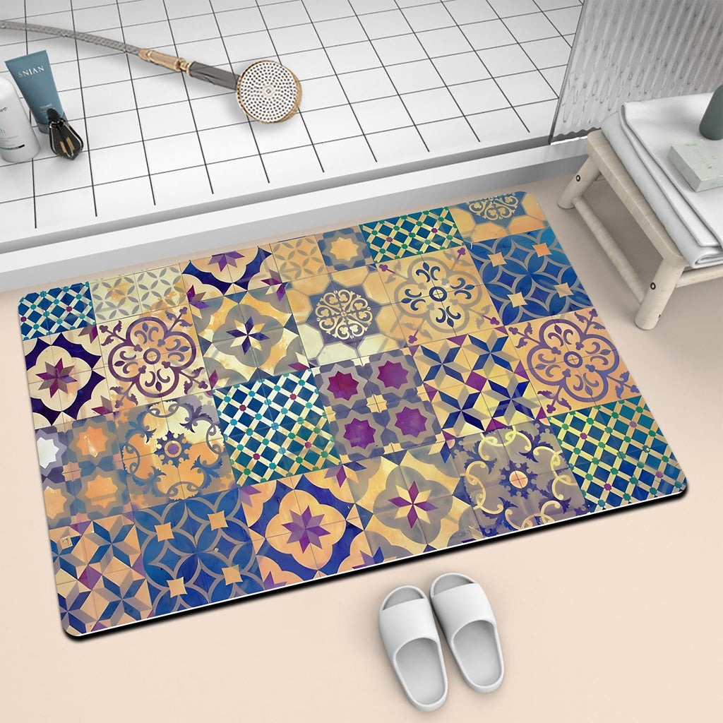 Colorful Geometric Pattern Bath Mat | Kelmera