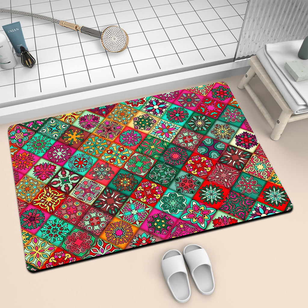 Colorful Geometric Pattern Bath Mat | Kelmera