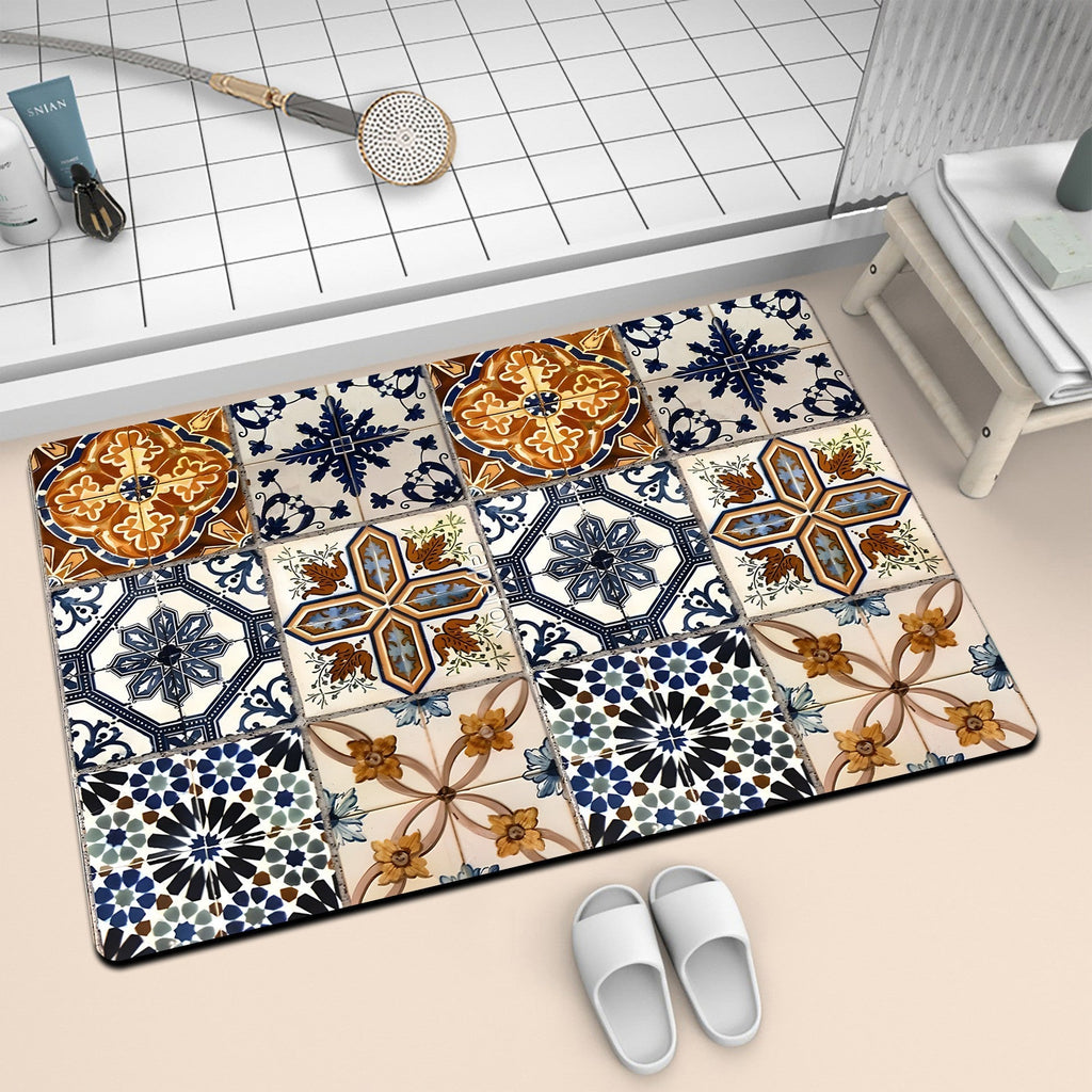 Colorful Geometric Pattern Bath Mat | Kelmera