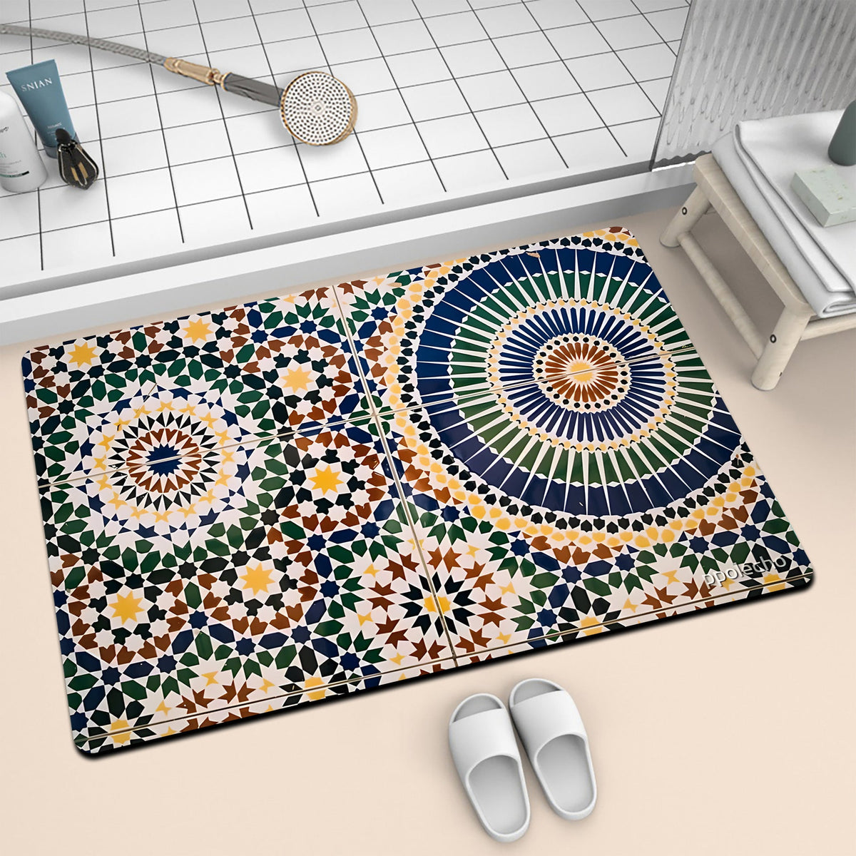 Colorful Geometric Pattern Bath Mat | Kelmera