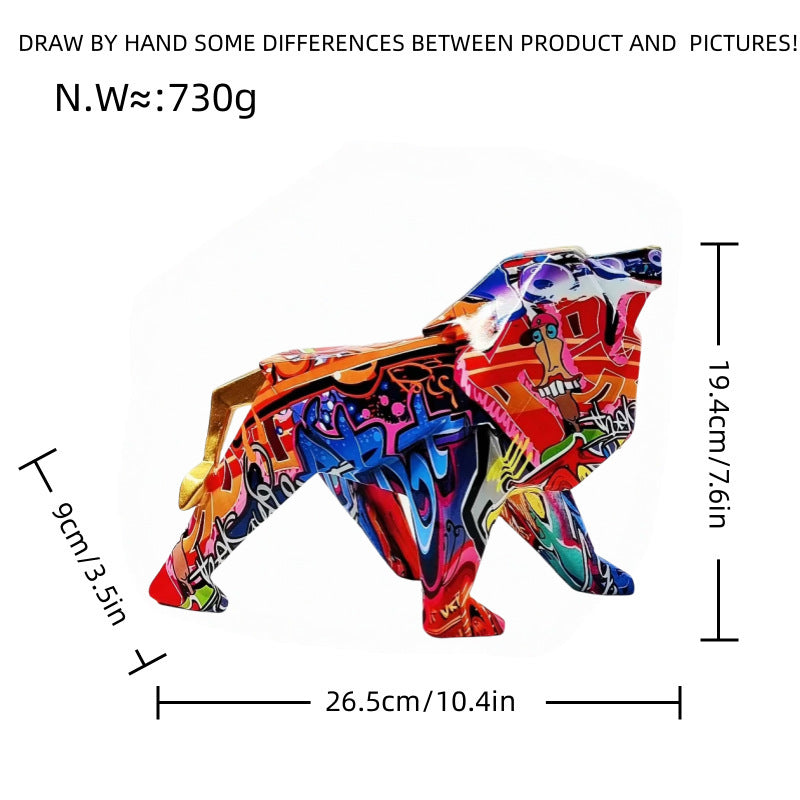 Colorful Lion Figure made of High-Quality Resin | Kelmera