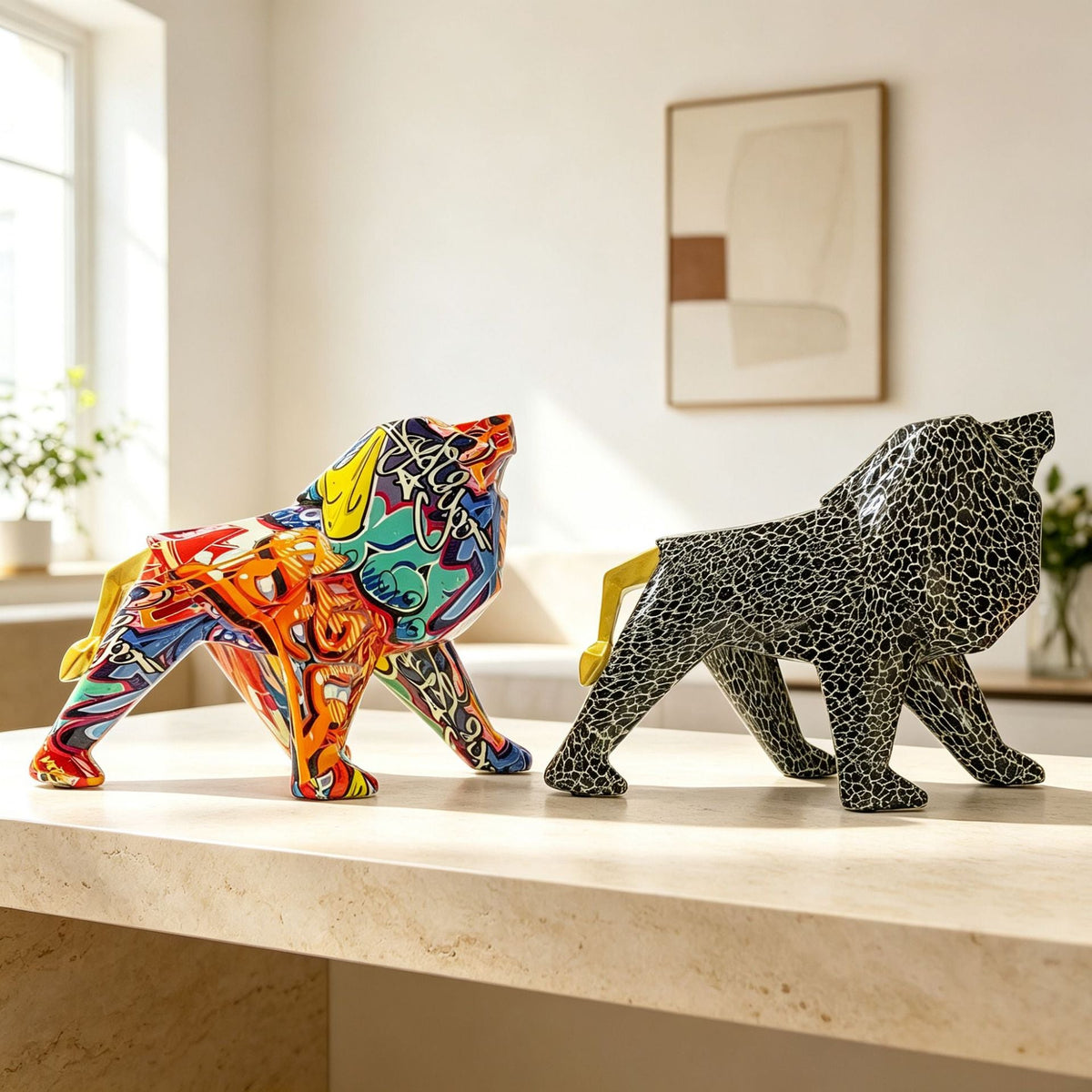 Colorful Lion Figure made of High-Quality Resin | Kelmera