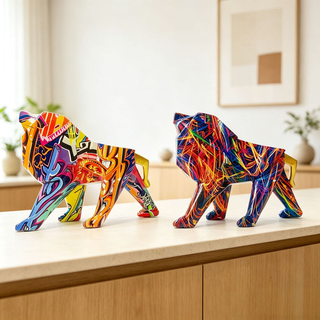 Colorful Lion Figure made of High-Quality Resin | Kelmera