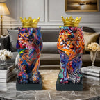 Colorful Lions Sculpture with Crown | Kelmera