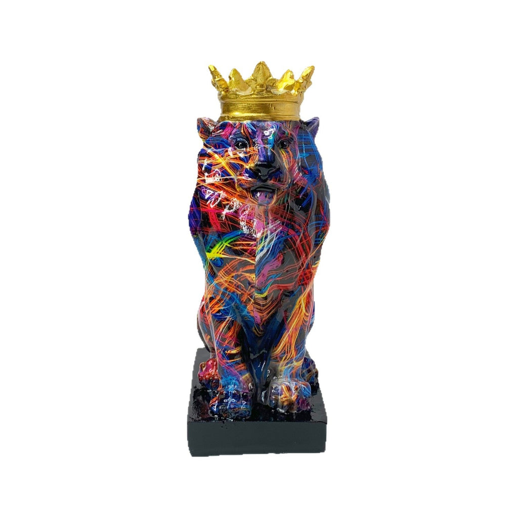 Colorful Lions Sculpture with Crown | Kelmera