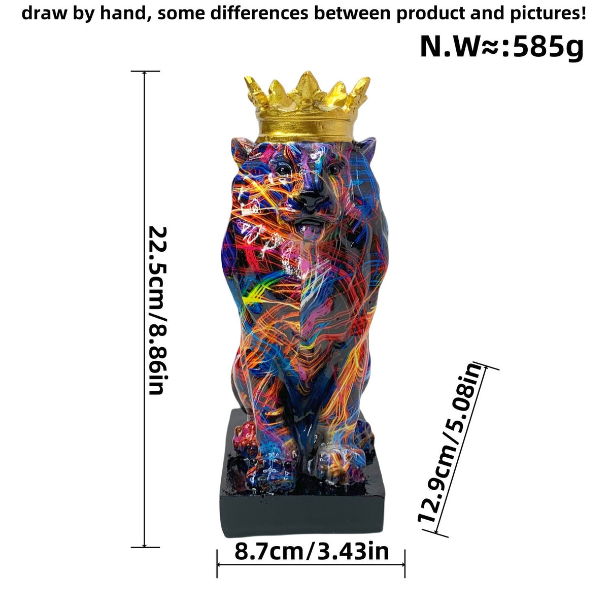 Colorful Lions Sculpture with Crown | Kelmera