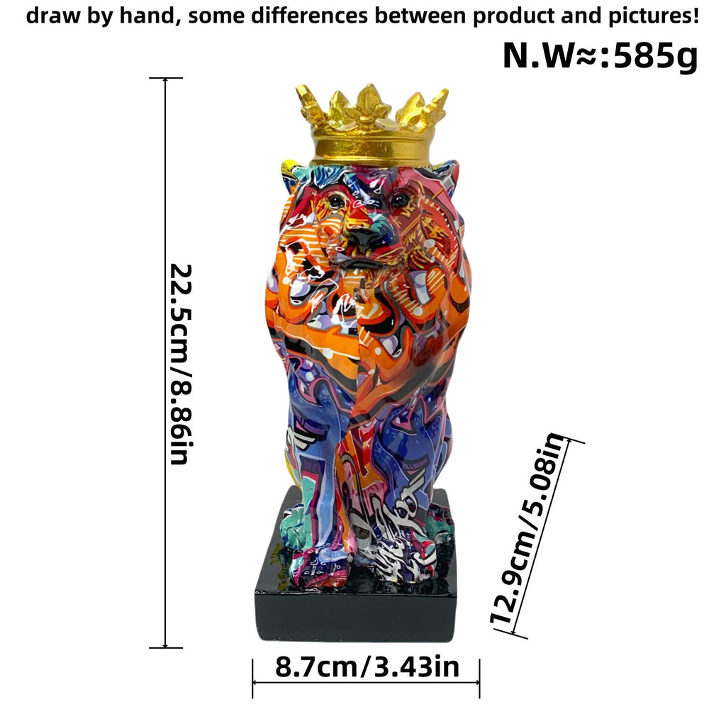 Colorful Lions Sculpture with Crown | Kelmera