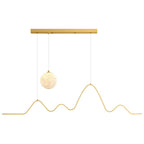 Contemporary Wave LED Pendant Light with Moon Globe Accent | Kelmera