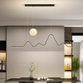 Contemporary Wave LED Pendant Light with Moon Globe Accent | Kelmera