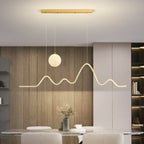 Contemporary Wave LED Pendant Light with Moon Globe Accent | Kelmera