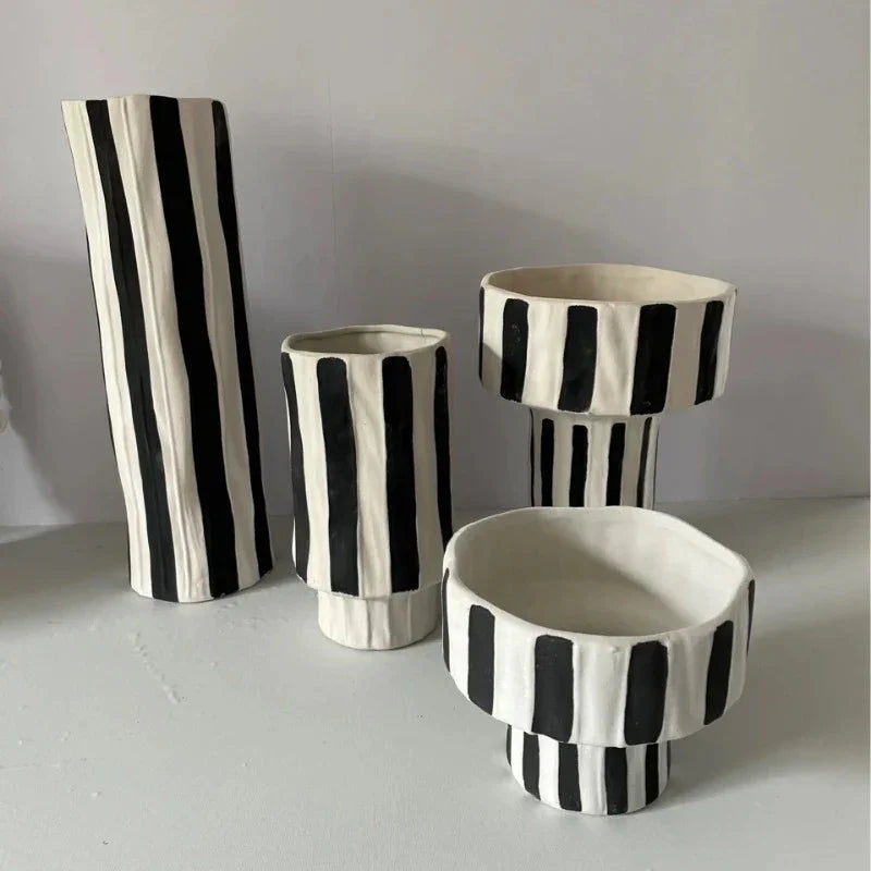 Coreda Striped Ceramic Vase