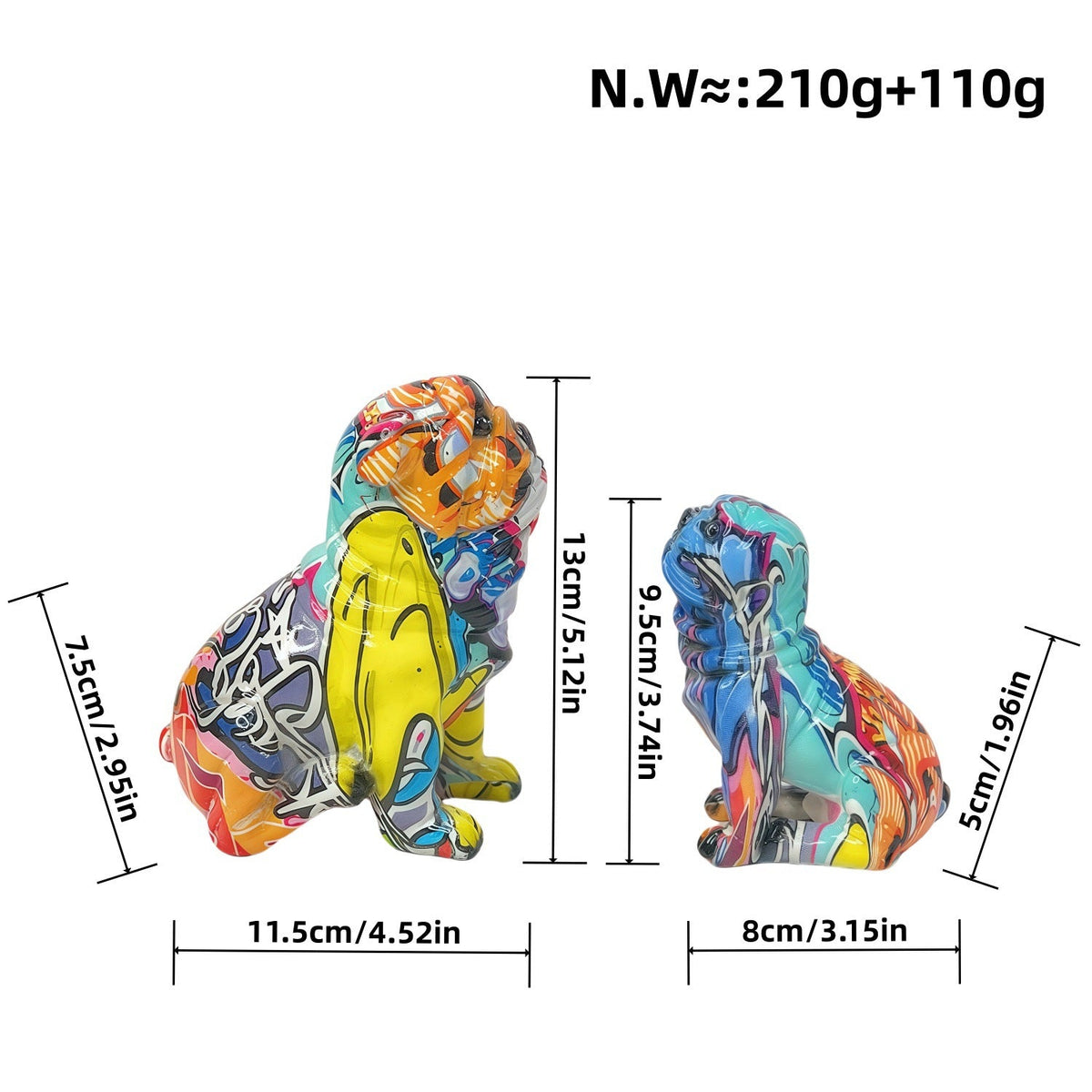 Creative Bulldog Figure made of Hand-Painted Resin | Kelmera
