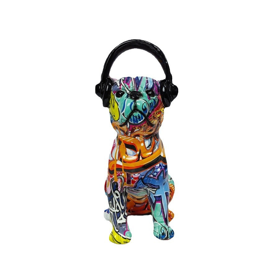 Creative Bulldog Sculpture with Headphones | Kelmera