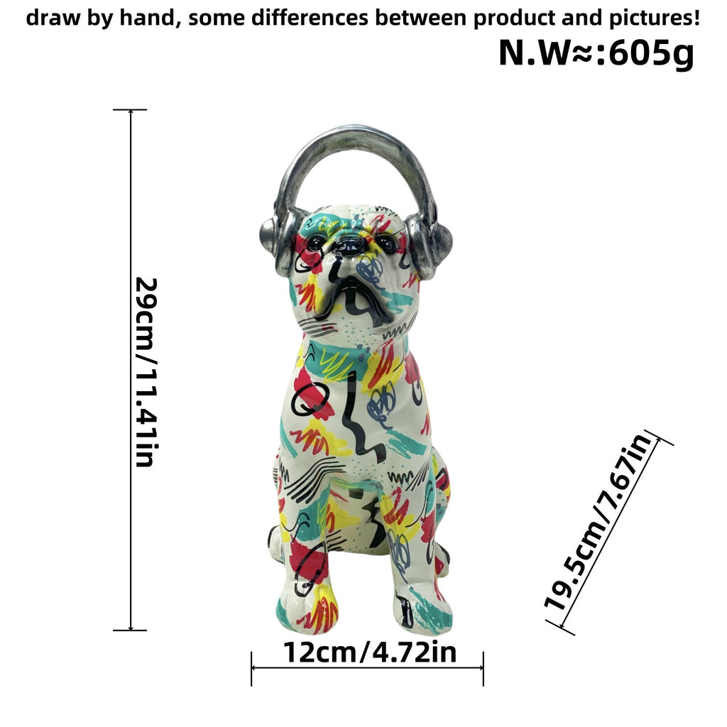 Creative Bulldog Sculpture with Headphones | Kelmera