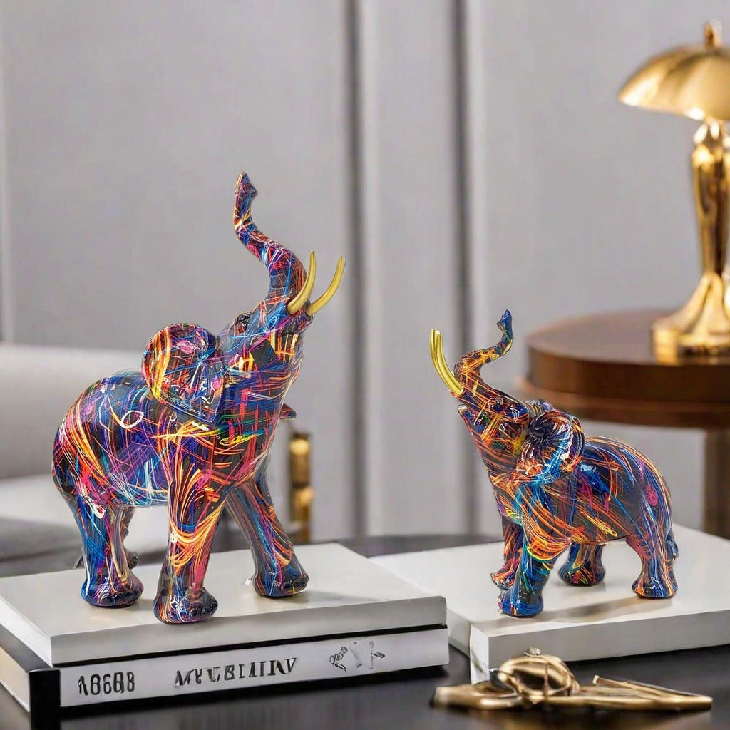 Creative Elephant Figurine with Colorful Design | Kelmera