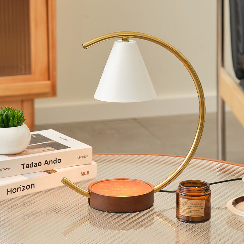 Crescent Arc Table Lamp with Leather Base | Kelmera