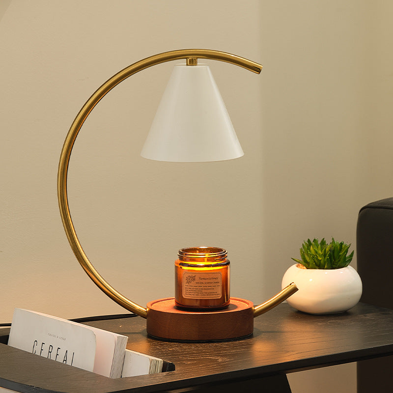 Crescent Arc Table Lamp with Leather Base | Kelmera