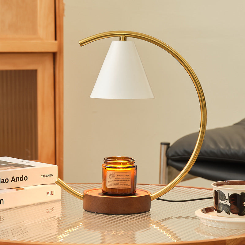 Crescent Arc Table Lamp with Leather Base | Kelmera
