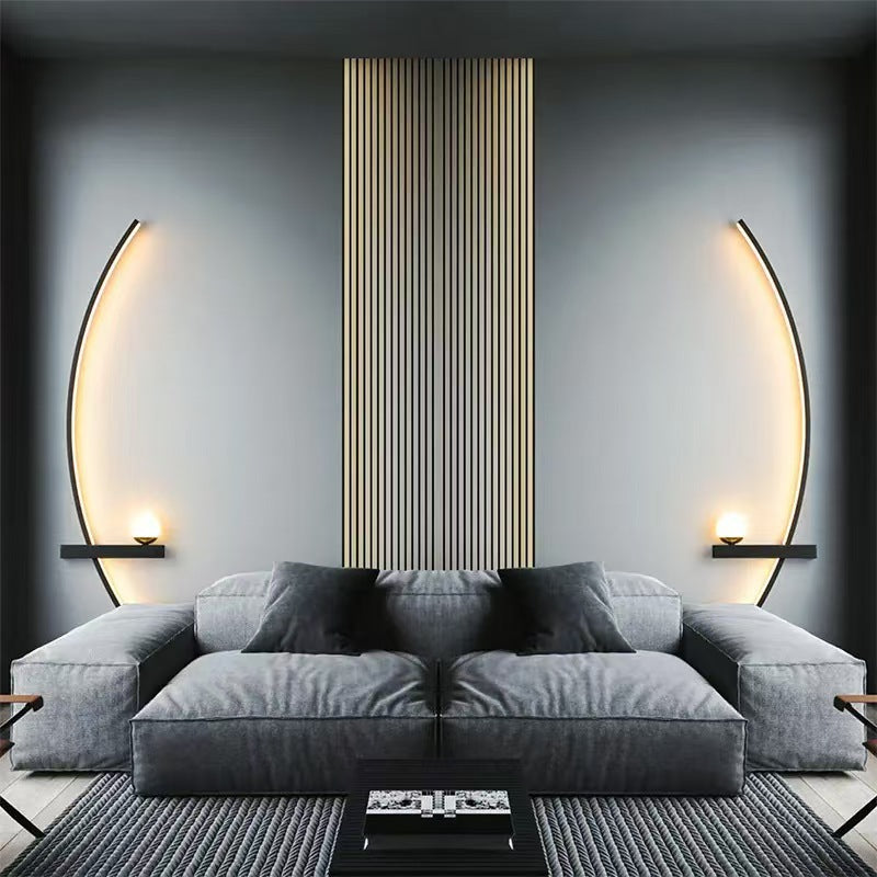 Curved LED Ambient Wall Lamp with Integrated Shelf | Kelmera