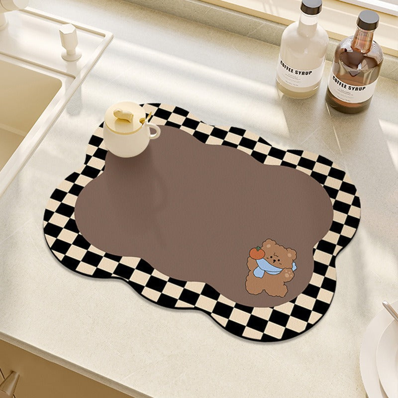 Cute Bear-Themed Absorbent Kitchen Mat | Kelmera