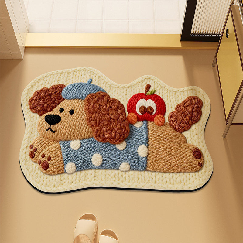 Cute Cartoon Cat-Themed Plush Bath Mat | Kelmera