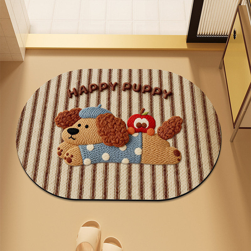 Cute Cartoon Cat-Themed Plush Bath Mat | Kelmera