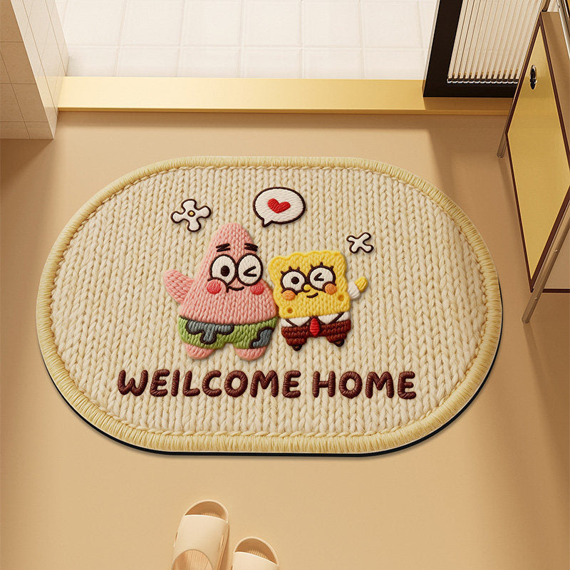 Cute Cartoon Cat-Themed Plush Bath Mat | Kelmera