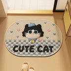 Cute Cartoon Cat-Themed Plush Bath Mat | Kelmera