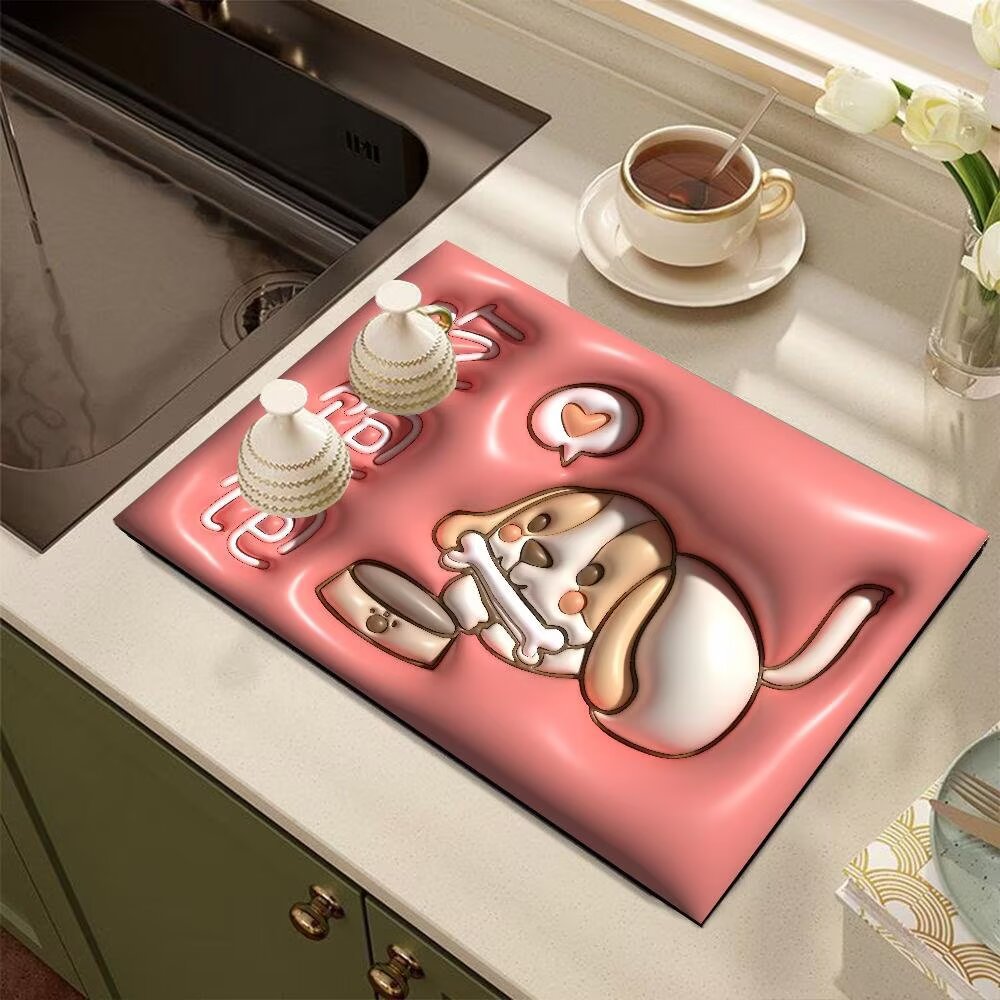Cute Cartoon Dog-Themed Kitchen Mat | Kelmera
