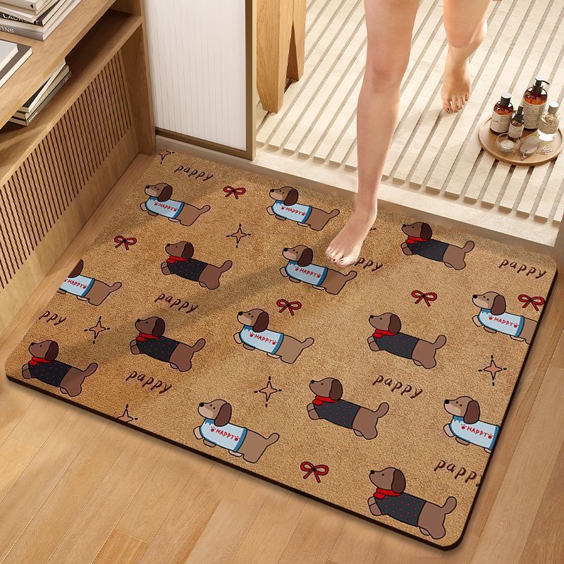 Cute Cartoon Dog-Themed Plush Bath Mat | Kelmera