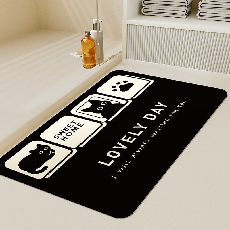 Cute Cat-Shaped Plush Bath Rug | Kelmera