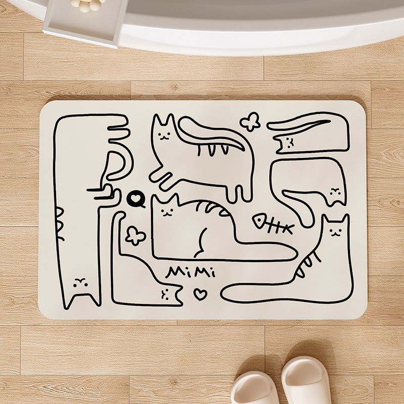 Cute Cat-Shaped Plush Bath Rug | Kelmera