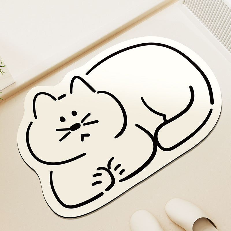 Cute Cat-Shaped Plush Bath Rug | Kelmera