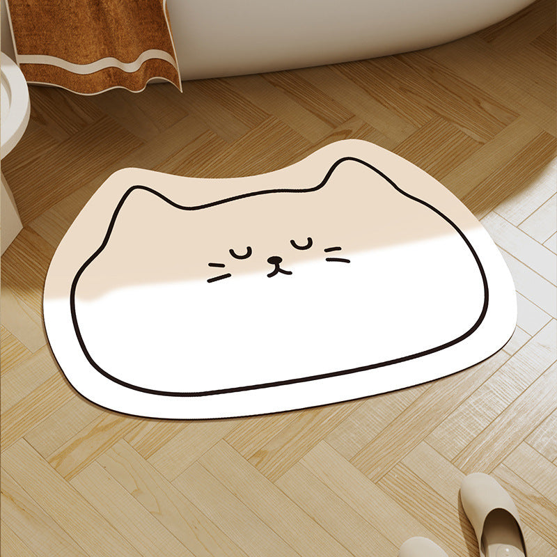 Cute Cat-Shaped Plush Bath Rug | Kelmera