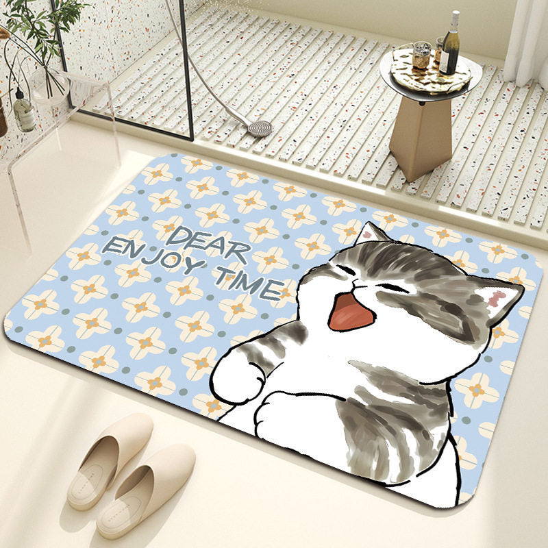 Cute Cat-Themed Plush Bath Mat | Kelmera
