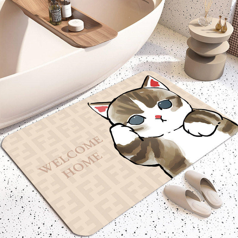 Cute Cat-Themed Plush Bath Mat | Kelmera