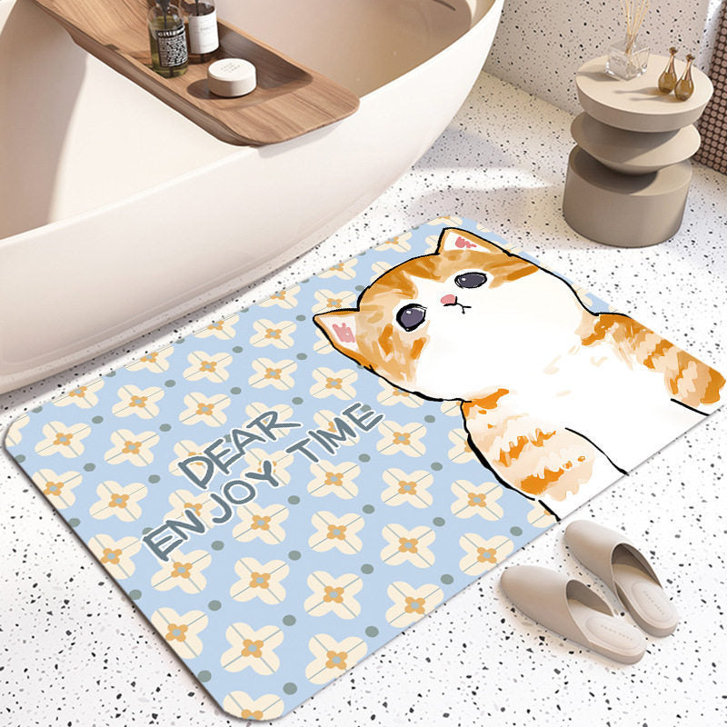 Cute Cat-Themed Plush Bath Mat | Kelmera