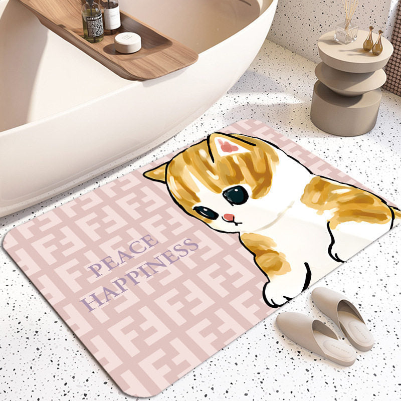 Cute Cat-Themed Plush Bath Mat | Kelmera