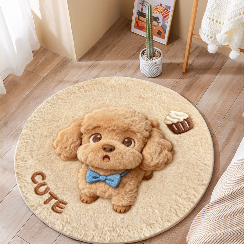 Cute Cat-Themed Plush Round Mat | Kelmera