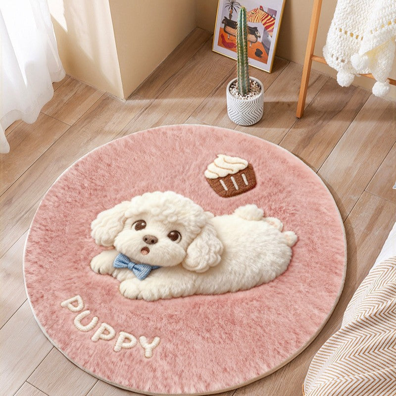 Cute Cat-Themed Plush Round Mat | Kelmera
