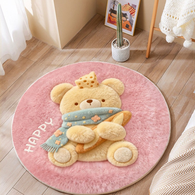 Cute Cat-Themed Plush Round Mat | Kelmera