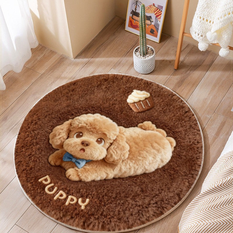Cute Cat-Themed Plush Round Mat | Kelmera
