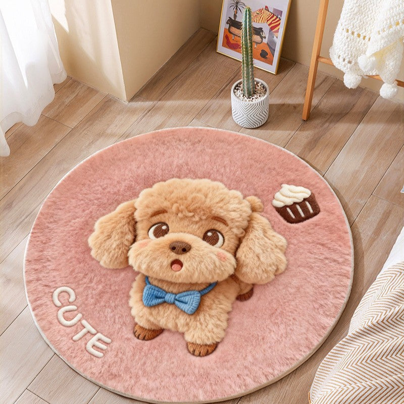 Cute Cat-Themed Plush Round Mat | Kelmera